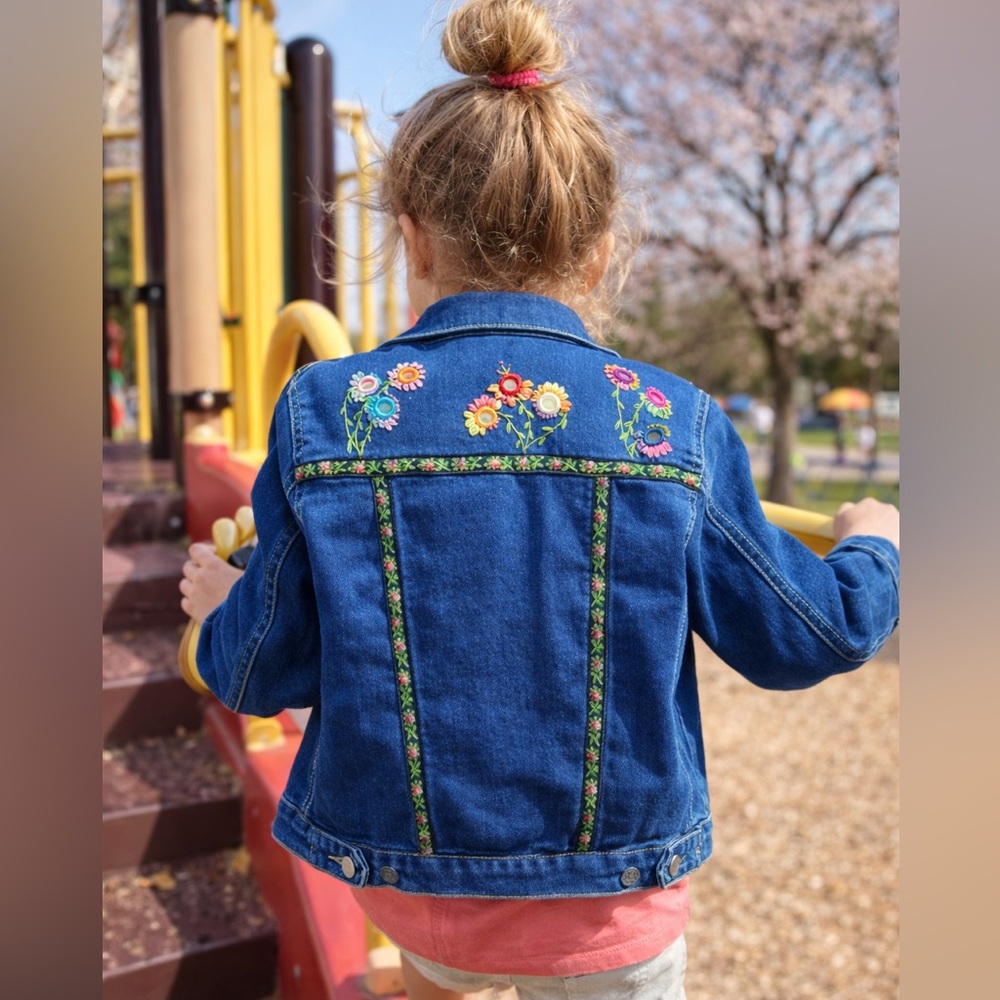 Child Size 12 Tractor Brand embroidered and embellished denim jacket